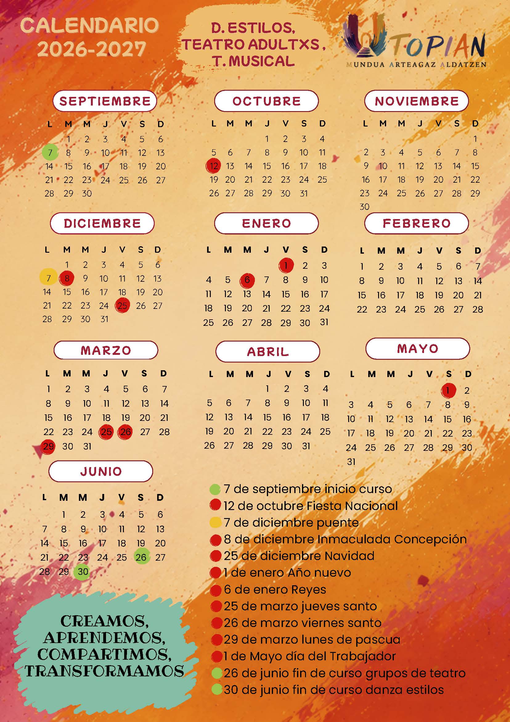 CALENDARIO ADULTXS Y T.MUSICAL